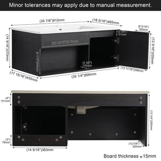 Wall Mounted Floating Bathroom Vanity With Open Shelf & Soft Close Door