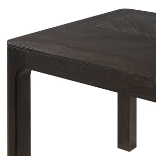 Rectangular Dining Table With Parquet Top, Rounded Corners