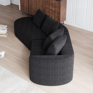 Upholstered Oversized Sectional Sofa, 4 Seater Extra Deep & Wide Seat Curved Cloud Couch With 4 Throw Pillows, Free Combination Living Room - Black