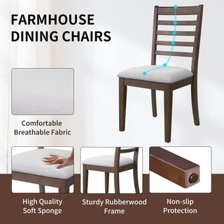 Extendable Dining Set, Farmhouse Extendable Table With Upholstered Chairs