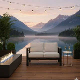Patio All-Weather Loveseat With Thick Cushions