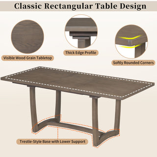 Rectangular Extendable Dining Table Set With 6 Upholstered Chairs