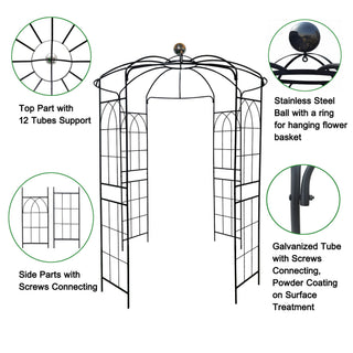 Metal Garden Arch Iron Garden Arbors Gazebo Dia High Birdcage Shape Pergola Pavilion For Wedding Ceremony