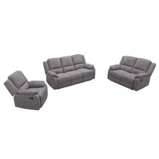 3 Piece Reclining Sofa Set With 150° Deep Recline, 3 Seat Couch, Loveseat & Single Recliner - Gray