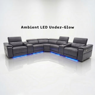 L - Shaped Recliner Sectional Sofa With Bluetooth Speakers, Wireless Charging, LED Lights