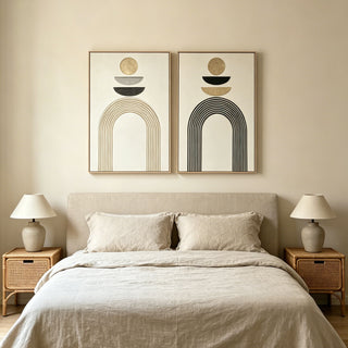 Framed Wall Art, Textured Canvas Painting, Decor For Living Room (Set of 2) - Antique Black