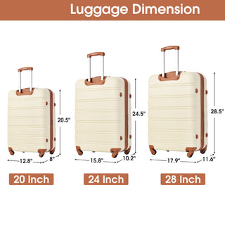 3 Piece Luggage Set Hardside Spinner Suitcase With Tsa Lock 20" 24" 28" Available