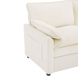 Modern Sofa Set With Double Layer Cushion And Side Storage Pockets