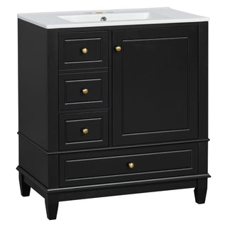 Freestanding Bathroom Vanity With Sink, Soft Close Door, 3 Drawers