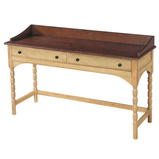 Writing Desk With 2 Storage Drawers, Workstation For Living Room - Brown / Natural