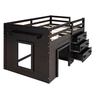 Loft Bed With Cabinet And Shelf