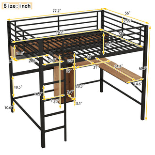 Full Size & Loft Bed With L-Shaped Desk And Shelves - Black