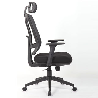 Office Chair With Adjustable Headrest & Back, High Back Swivel Desk Chair - Black