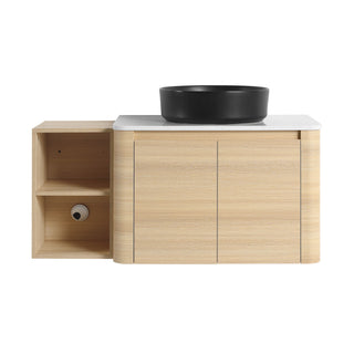 Mounted Bathroom Vanity With Art Sink, Storage Shelves, Soft Close Door