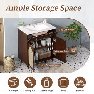 Modern Bathroom Vanity With Sink, Cabinet With Adjustable Shelf