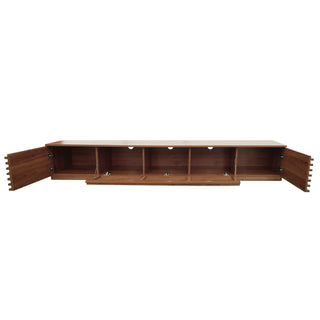TV Stand, Entertainment Center With Cable Management And Soft Closing Hinges - Walnut