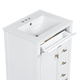 Bathroom Vanity With Sink, 3 Drawers & Cabinet With 2 Tier Door Storage Rack, Soft Close Doors & Drawers