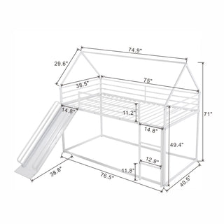 Twin Over Twin House Bunk Bed With Ladder And Slide