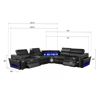 Nova - Sectional With Bluetooth Speaker, LED And Lifting Wine Cabinet