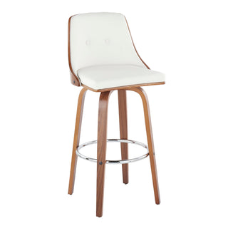 Gianna - Mid Century Modern Fixed Height Barstool With Swivel With Round Footrest (Set of 2)