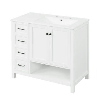 Modern Bathroom Vanity With Sink Top, 2 Doors And 2 Drawers