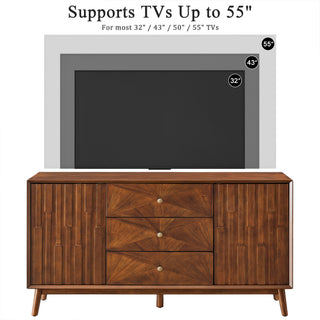 Sideboard Buffet Cabinet With 3 Drawers And 2 Storage Cabinets - Walnut