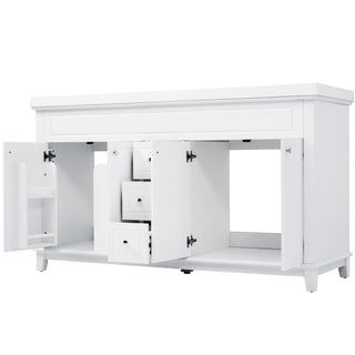 Bathroom Vanity With Double Sinks, 3 Drawers & 4 Doors - White