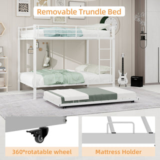 Bunk Bed For Kids, Convertible Frame With Ladders & Guardrail