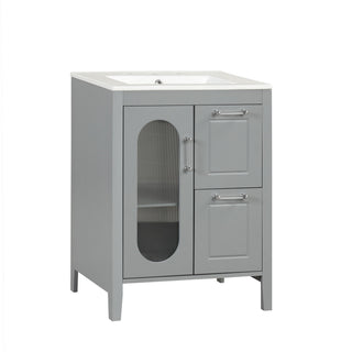 Modern Bathroom Vanity With Sink, Cabinet With 2 Drawers And Door, Adjustable Shelf