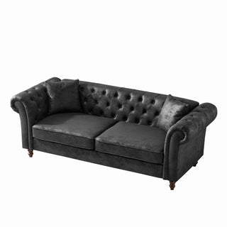Chesterfield 3 And 3 Seater Sofa Set High Tech Fabric Roll Armrest Upholstered Couch