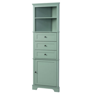 Tall Storage Cabinet With 3 Drawers And Adjustable Shelves For Bathroom