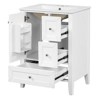 Modern Bathroom Vanity With Sink, Freestanding Cabinet With Drawers And Shelves