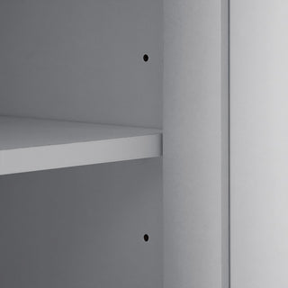 Tall Freestanding Bathroom Storage Cabinet With Adjustable Shelves And Side Hooks