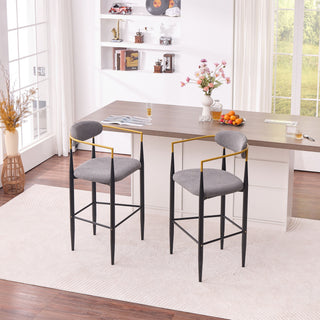Upholstered Bar Stool With Ergonomic Design (Set of 2)