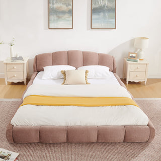 Upholstered Platform Bed Frame, Low Profile Floor Bed, No Box Spring Required