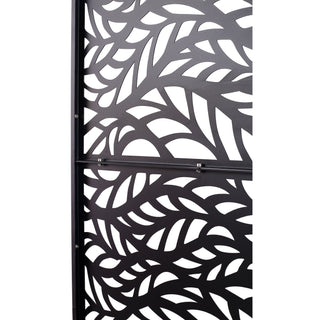 Outdoor & Indoor Privacy Screen Metal Privacy Screen, Freestanding Decorative Privacy Screen For Deck Balcony Patio - Black