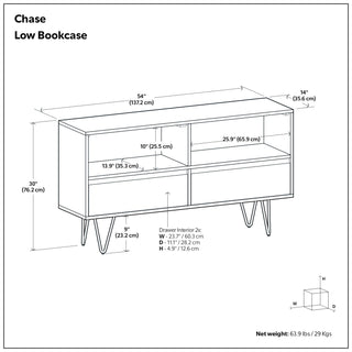 Chase - Low Bookcase - Rustic Natural Aged Brown