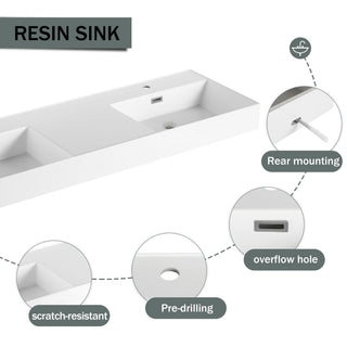 Contemporary Wall Mounted Bathroom Vanity With Dual Resin Sink And Soft Close Drawer