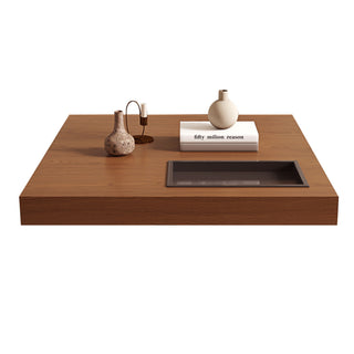 Square Floating Coffee Table For Living Room - Dark Walnut