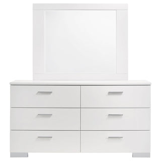 Dulcey - 6 Drawer Dresser With Mirror - Gloss White