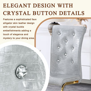 Elegant Design Alligator Skin Upholstered Dining Chairs