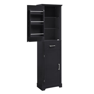 Tall Freestanding Bathroom Storage Cabinet With 2 Doors And Adjustable Shelves