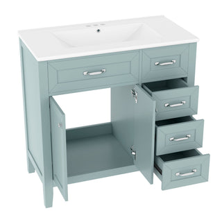 Modern Bathroom Vanity With Sink, Freestanding Design With Drawers And Doors