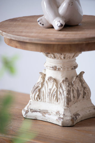 Cake Stand, Wood Cake Plate With Magnesium Base - Cream / Brown