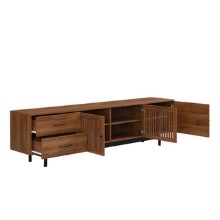 TV Stand, Media Console With 2 Drawers, Soft Closing Hinges, Adjustable Shelves - Walnut