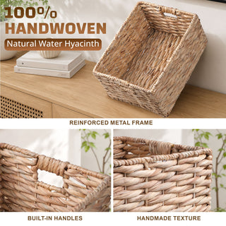 Storage Basket, Handwoven Twisted Weave Basket With Handles Shelf Organizer, Towel Storage, Living Room Storage - Light Brown