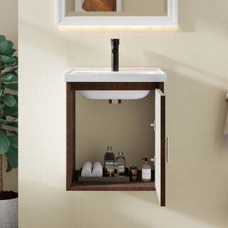 Floating Bathroom Vanity Combo, Wall Mounted Cabinet With Sink & Soft Close Doors For Small Bathrooms