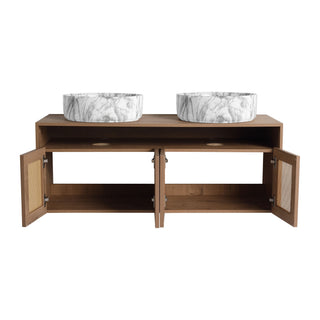 Bathroom Vanity With Art Sink, 2 Soft Close Doors, Float Mounting Design
