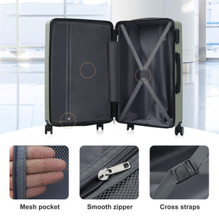 6 Piece Lightweight Hardshell Luggage Set With Double Spinner Wheels, Password Lock
