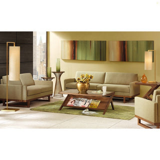 Coffee Table With Tempered Glass Top - Walnut